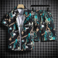 Sanya Travel Hawaii Plus Size Flower Shirt Men's Printed Cropped Pants
