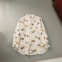 Japanese-style Double-Layer Cotton Gauze Printed Long-Sleeve Shirt Top For Women