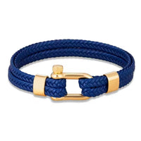 Stainless Steel Horseshoe Buckle Trendy Multi-layer Braided Leather Bracelet