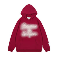 Letter Inkjet Printing Hooded Loose Sweater Men