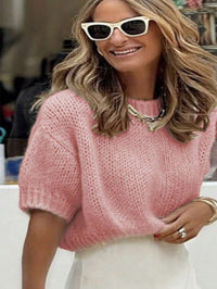 French Style Elegant Short Sleeve Sweater