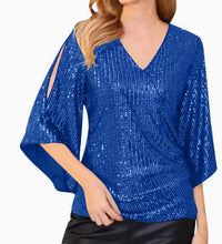 New Women's Sequined Bell Sleeve Top