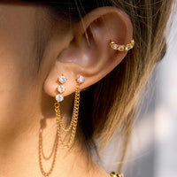 Stainless Steel White Zircon Tassel Earrings For Women