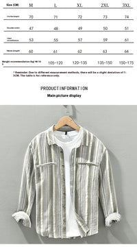 Fashion Striped Long Sleeves Shirt Men's Cotton And Linen