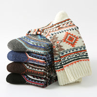 Retro Large Square Wool Socks