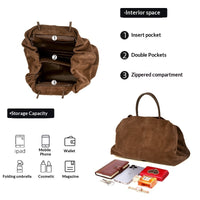 Matte Cowhide Premium Retro-style Commuter Tote Bag