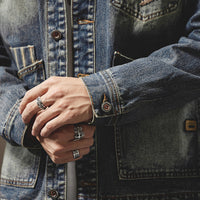 American Retro Embroidered Denim Coat Men's Jacket