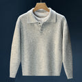 Mens Winter Retro Casual Knitted Solid-Color Sweater