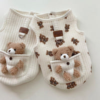 Pet Dog Cotton Vest Clothes With Traction Ring