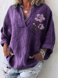 Womens American-style Digitally Printed Linen Shirt