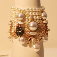 Handmade Beaded Faux Pearl Tassel Bracelet For Women