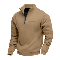 Men's Warm Stand Collar Contrast Stripes Sport Sweatshirt