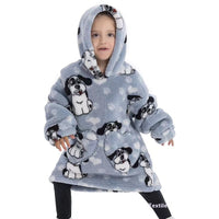 Boys And Girls Comfortable Cotton Velvet Cold-proof Clothes Lazy Blanket Hooded Plus-sized Thickened Blanket Lazy Clothes Children's Sleepwear