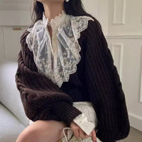 Twill Knitted Pullover Loose Colorized Sweater