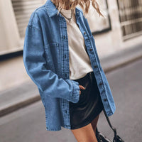 Personalized Large Pocket Loose Denim Shirt