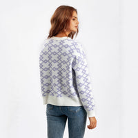 Jacquard Long-sleeved Sweater Loose Round Neck Western Style
