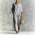 Women's Cotton And Linen Wide-leg Pants Suit