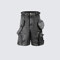 Retro High Street Loose Washed High Waist Denim Shorts