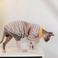 Pet Cat Clothes Padded Polo-style With A Turn-down Collar And Long Sleeves