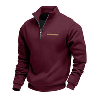 Men's Warm Stand Collar Contrast Stripes Sport Sweatshirt