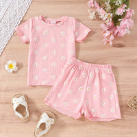 Girls' Printed Tops Casual 2 Pieces Suit
