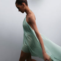 Halterneck Sexy Sheer Metal Choker Mesh Train Dress
