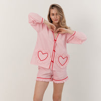 Breathable Two-piece Loungewear Set Long-sleeve Top And Shorts