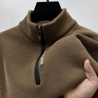 Half Zipper Velvet Padded Thickened Sweater Men's Winter