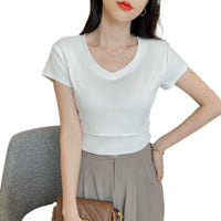 Pure Cotton Nursing T-Shirt V-Neck Breastfeeding Base Layer Top