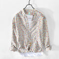 Men's Casual Long-sleeved Floral Linen Shirt Coat