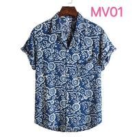 Cotton And Linen Ethnic Style Suit Collar Short Sleeve Shirt
