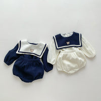 Academy Style Long Sleeved Set Baby Navy Collar Top