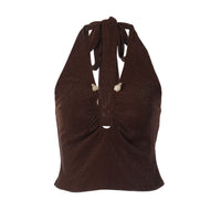 Sexy Halter-Neck Lace-Up Tank Top For Women Bodycon Slimming Ultra-Cut Style