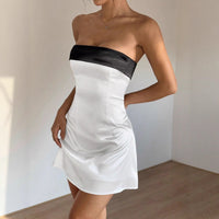 Black And White Halterneck Sexy Summer Slim-fit Short Dress