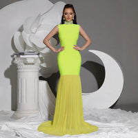 Women's Bandage Mesh-Panel Long Dress