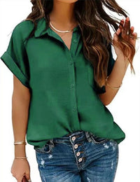 Women's Turn-Down Collar Button-Up Shirt Top