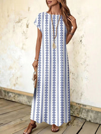 Printed Short-sleeve Crew-neck Dress Women's Clothing