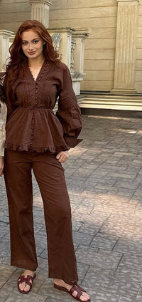 Women's Long-Sleeve Shirt Fashionable Casual Set