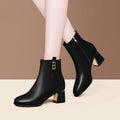 Womens Chunky-heeled Shoes With A Side-zip Design