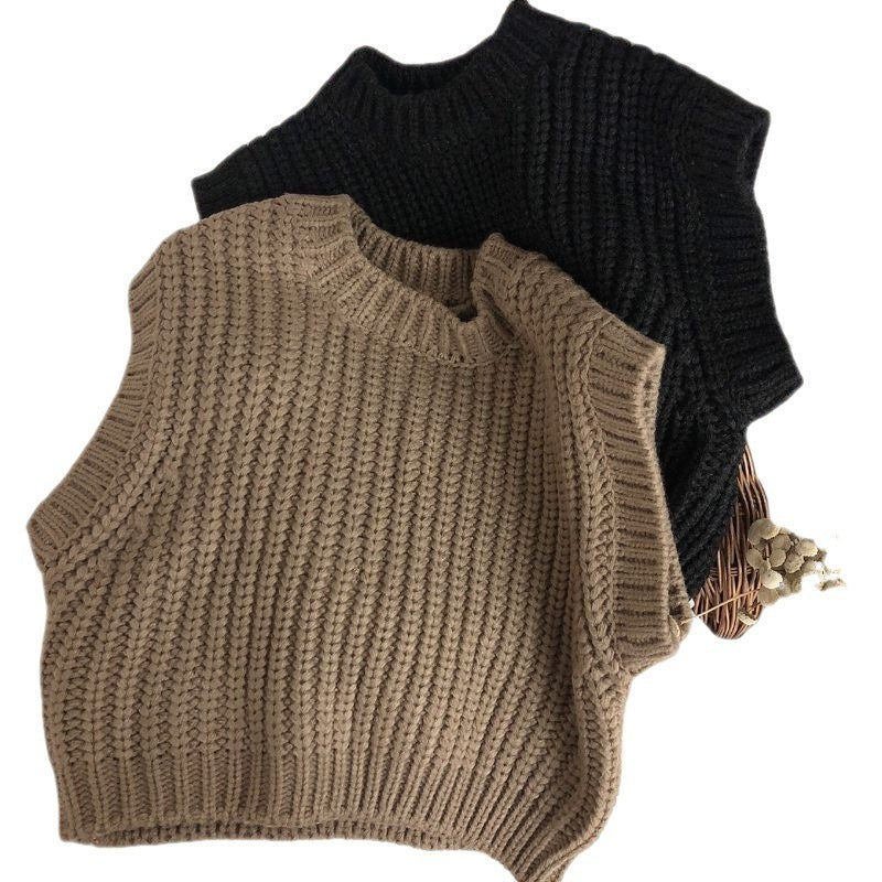 Children's Thick Stripe Thickened Wool Vest Pullover Sweater For Boys And Girls