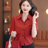 Chinese Style Summer Loose Solid Color Shirt