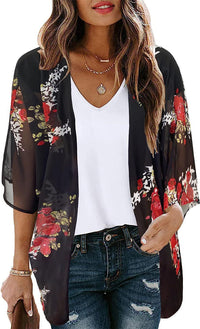 New Beach Bikini Sun Protective Blouse Vacation Chiffon Printed Cardigan