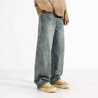 Men's Loose Wide-leg Retro Distressed Loose Jeans
