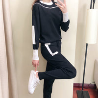 Fashionable And Graceful Suit Women's Casual Knitted Two-piece