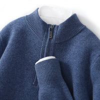 Men's Mid-length Zip-up Honeycomb-knit Thickened Sweater