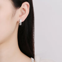 Womens Square Zircon Double-Clasp Earrings