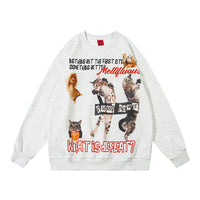 Kitten Animal Printed Crew Neck Sweatshirt