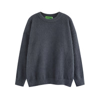 American Retro Simple Solid Color Crew Neck Pullover Sweater Men And Women