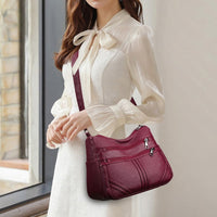 New Soft Leather Textured Crossbody Bag For Middle-aged People Women