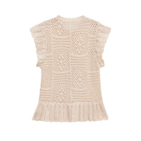 Women's Fashion Laminated Decoration Jacquard Mesh Knitted Top